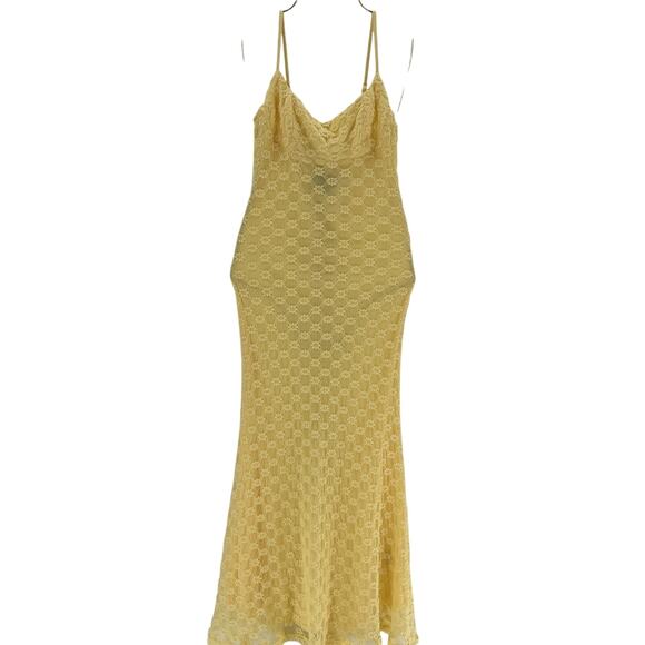 Bardot 'Adoni' Yellow Polyamide Mesh Maxi Dress Size 4 - Picture 2 of 4